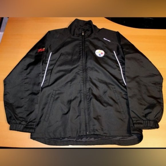 NFL Vintage Pittsburgh Steelers Budweiser Full Zip Jacket Medium Reebok Black - Picture 1 of 7